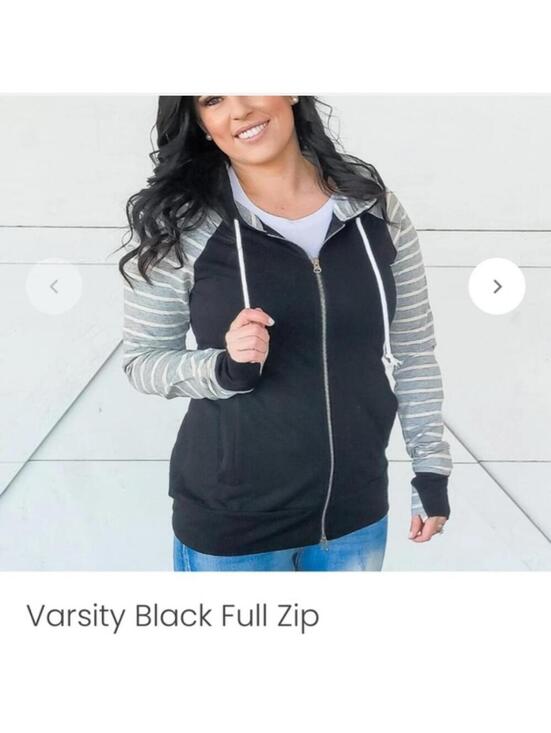 Tops - 7 Degrees Varsity Black Full Zip Hoodie Jacket